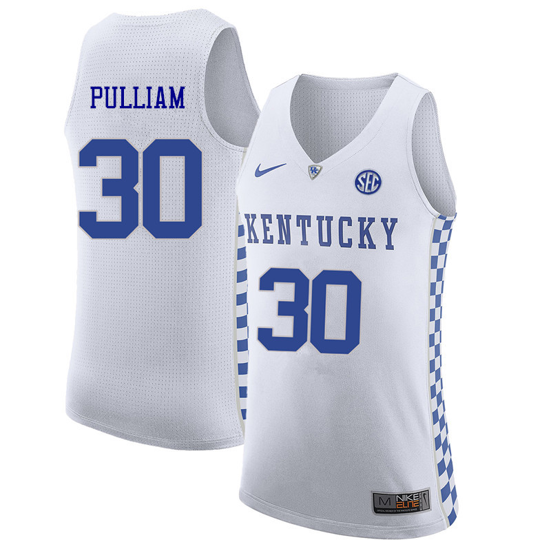 Men Kentucky Wildcats #30 Dillon Pulliam College Basketball Jerseys Sale-White
